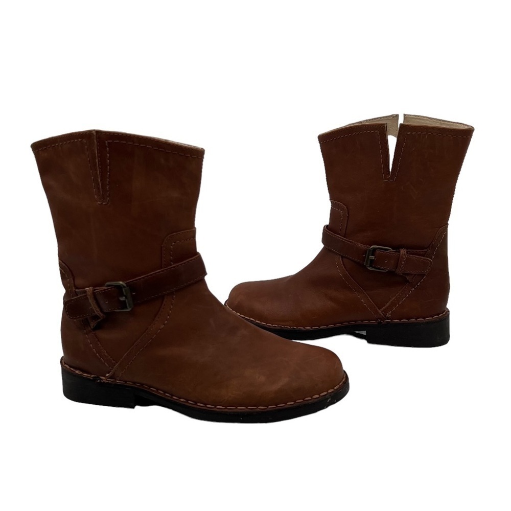 Boden Brown Side Slit Pull On Moto Boots Size 40 Women's